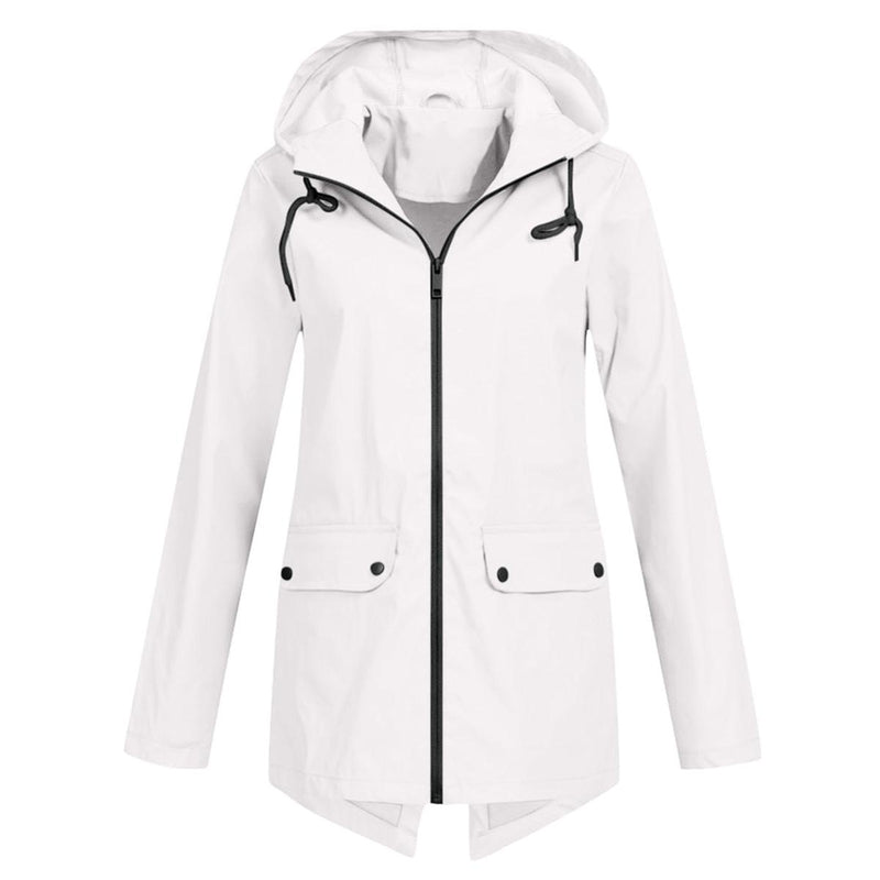 Women&#39;s Long Water-Resistant Raincoat With Hood