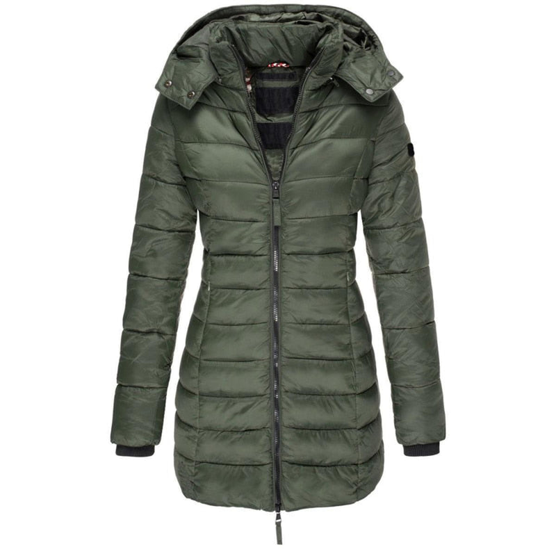 Women&#39;s Long Winter Parka Coat With Hood And Down Filling