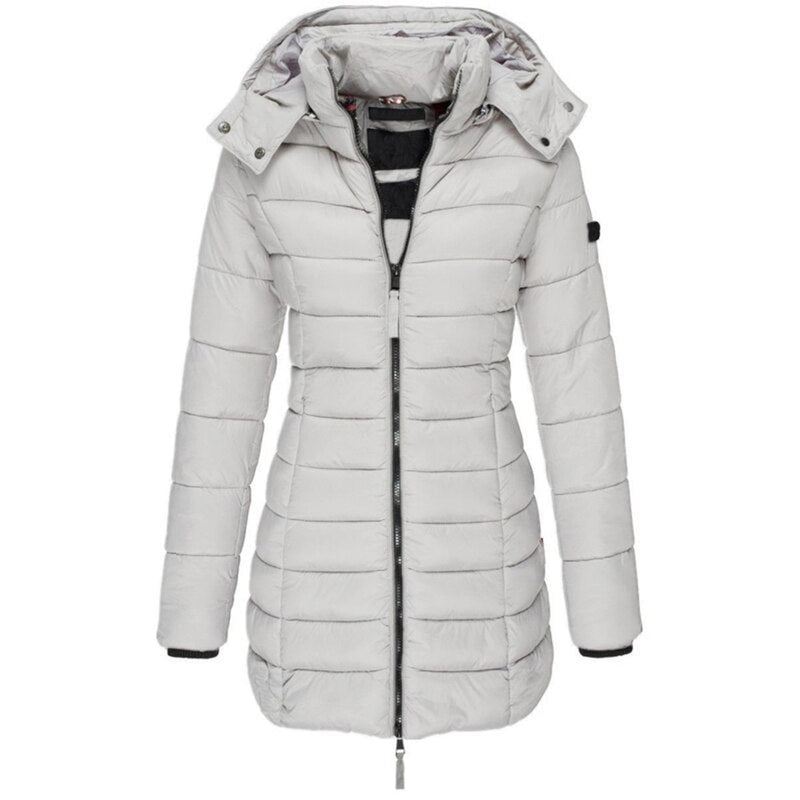 Women&#39;s Long Winter Parka Coat With Hood And Down Filling