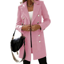 Women&#39;s Long Wool Blend Double-Breasted Coat