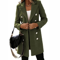 Women&#39;s Long Wool Blend Double-Breasted Coat