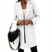 Women&#39;s Long Wool Blend Double-Breasted Coat