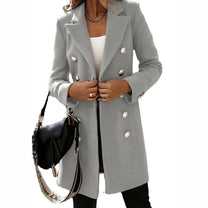 Women&#39;s Long Wool Blend Double-Breasted Coat