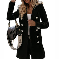 Women&#39;s Long Wool Blend Double-Breasted Coat