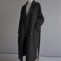 Women&#39;s Long Wool Blend Winter Coat With Belt