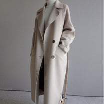 Women&#39;s Long Wool Blend Winter Coat With Belt
