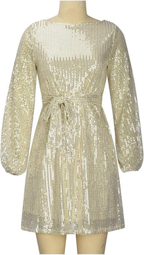 Women&#39;s Loose Mini Party Dress With Sequins