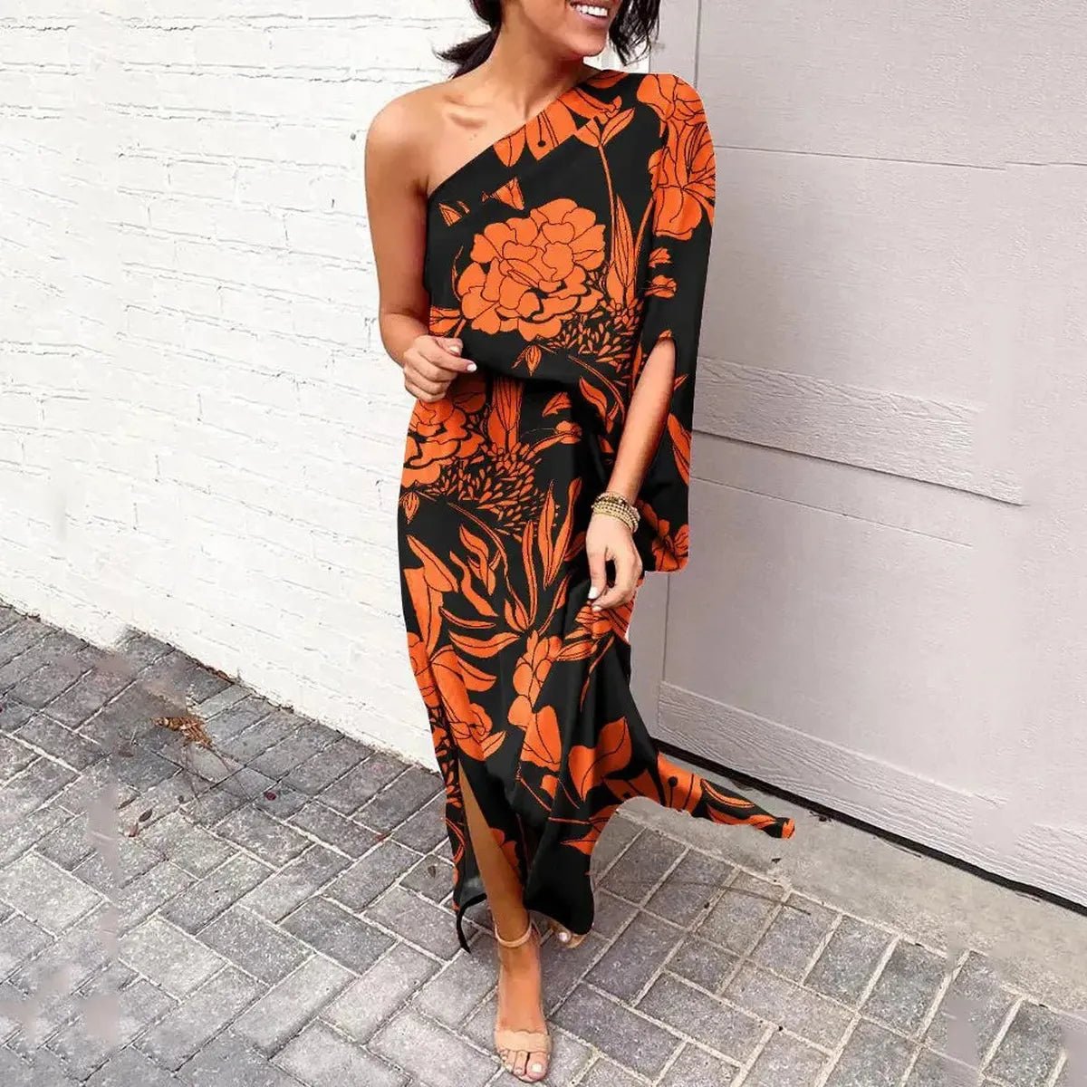 Women&#39;s One-Shoulder Asymmetrical Midi Dress