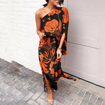 Women&#39;s One-Shoulder Asymmetrical Midi Dress