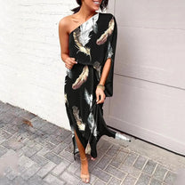 Women&#39;s One-Shoulder Asymmetrical Midi Dress