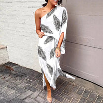Women&#39;s One-Shoulder Asymmetrical Midi Dress