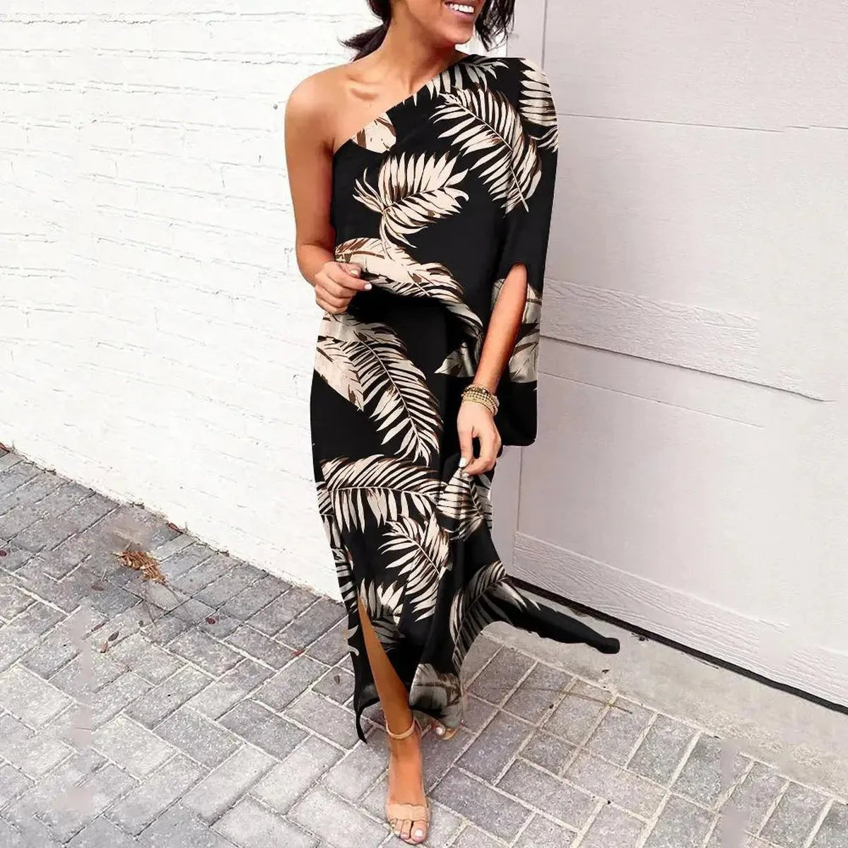 Women&#39;s One-Shoulder Asymmetrical Midi Dress