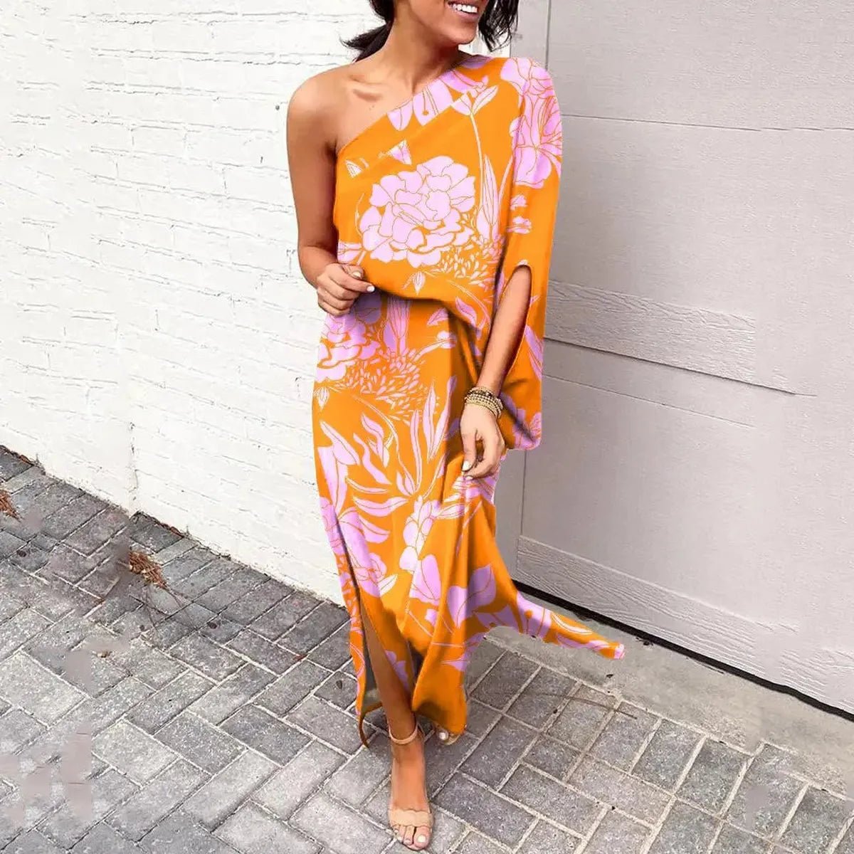 Women&#39;s One-Shoulder Asymmetrical Midi Dress