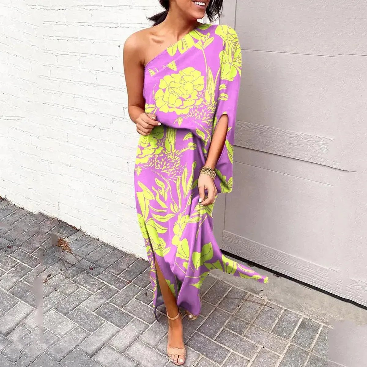 Women&#39;s One-Shoulder Asymmetrical Midi Dress