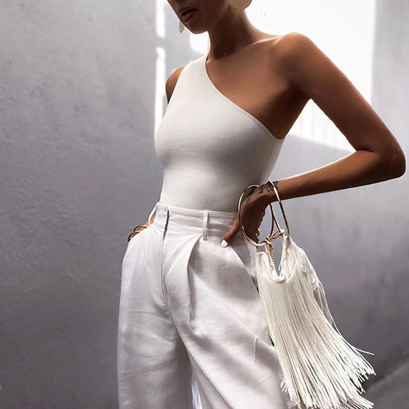 Women&#39;s One-Shoulder Asymmetrical Top