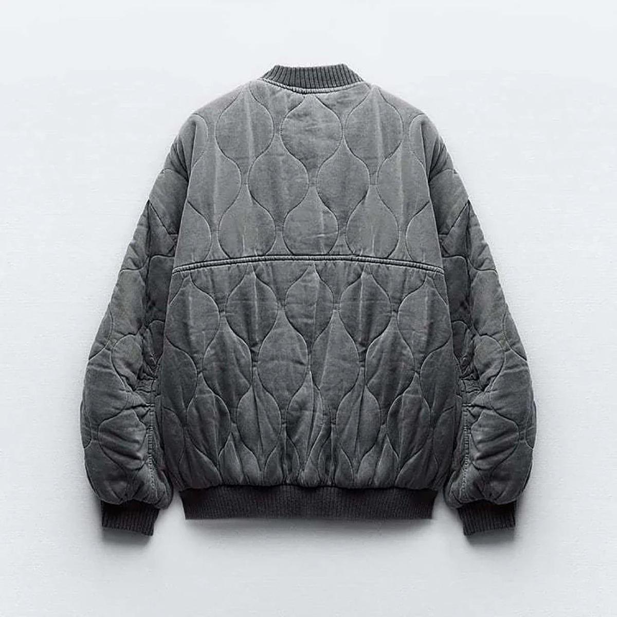 Women&#39;s Oversized Grey Bomber Jacket