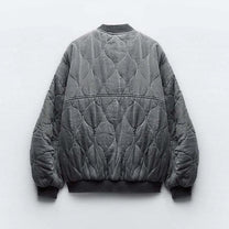 Women&#39;s Oversized Grey Bomber Jacket