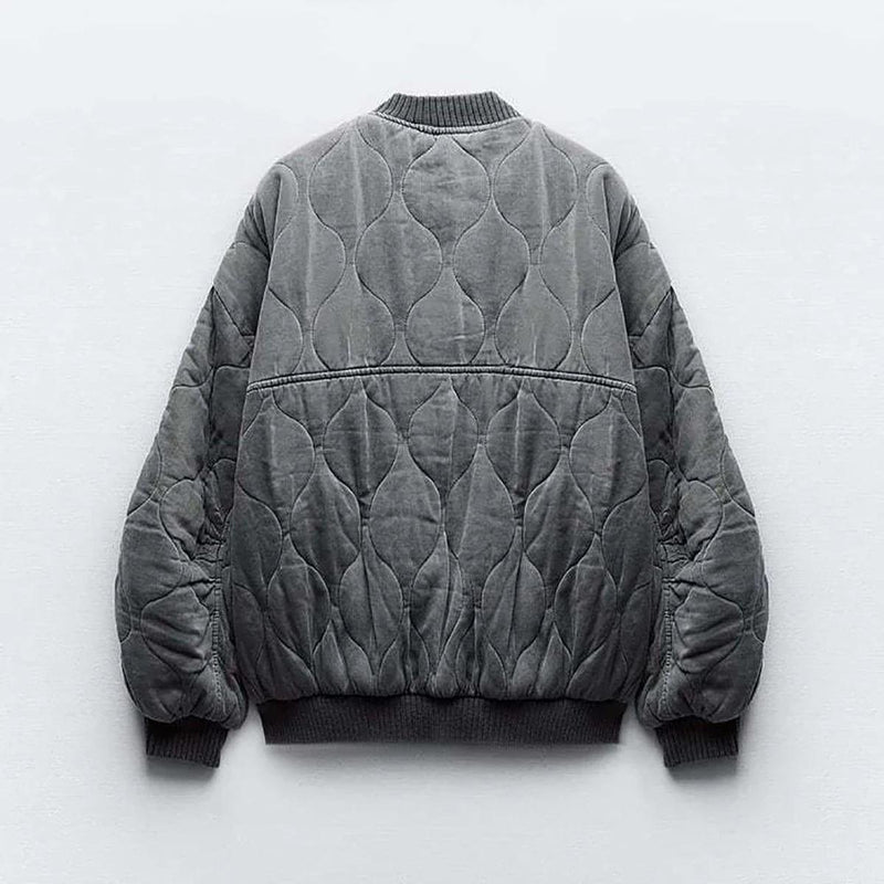 Women&#39;s Oversized Grey Bomber Jacket