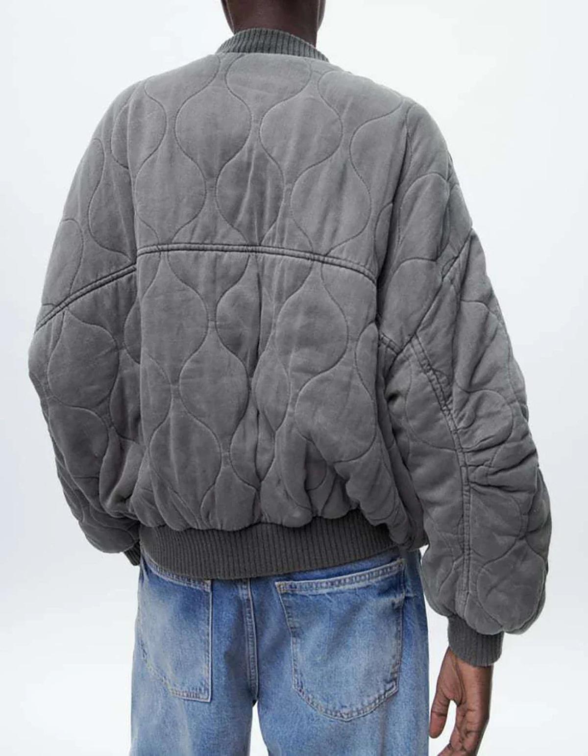 Women&#39;s Oversized Grey Bomber Jacket
