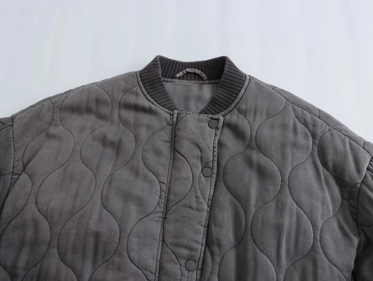 Women&#39;s Oversized Grey Bomber Jacket