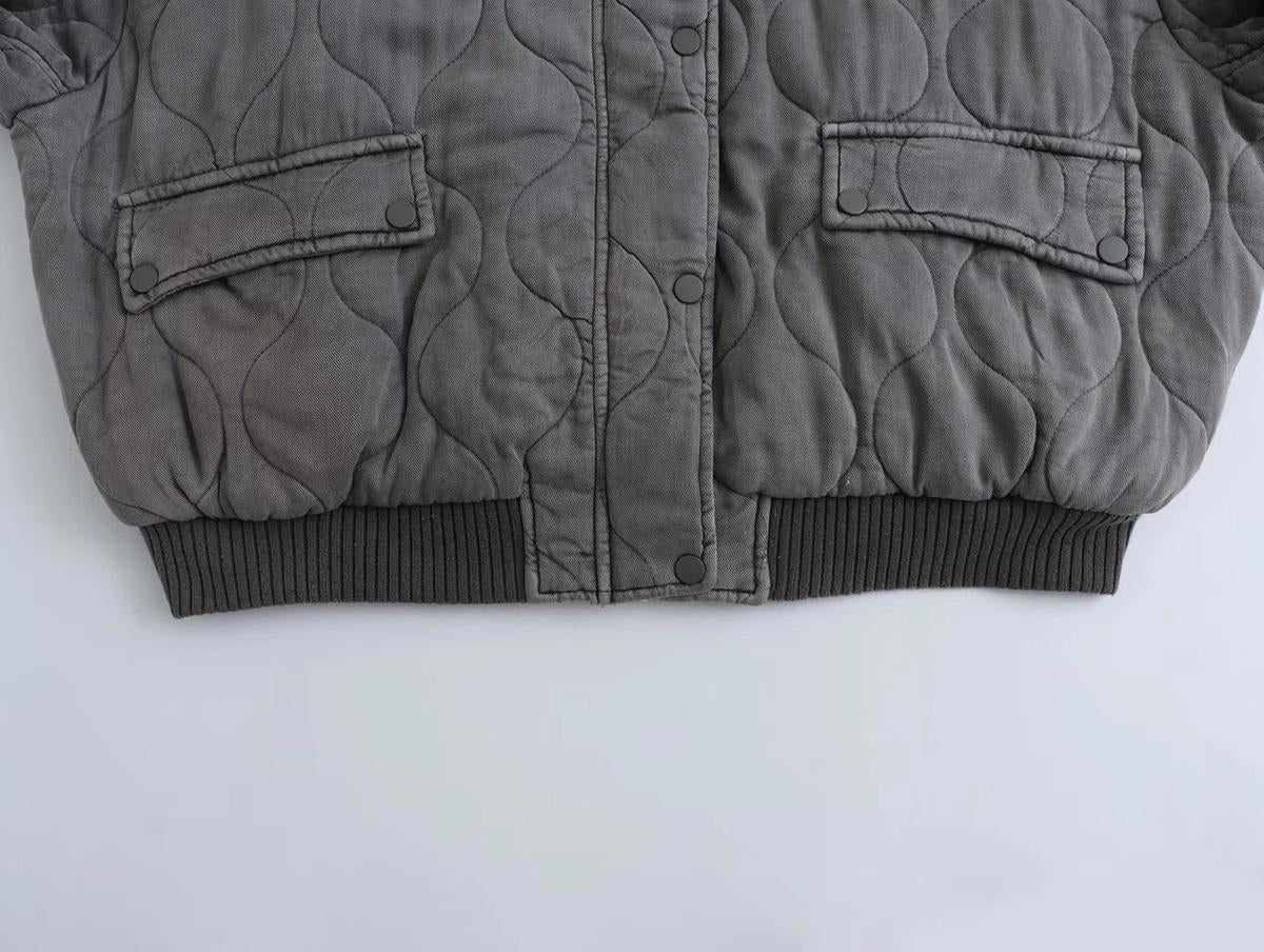 Women&#39;s Oversized Grey Bomber Jacket