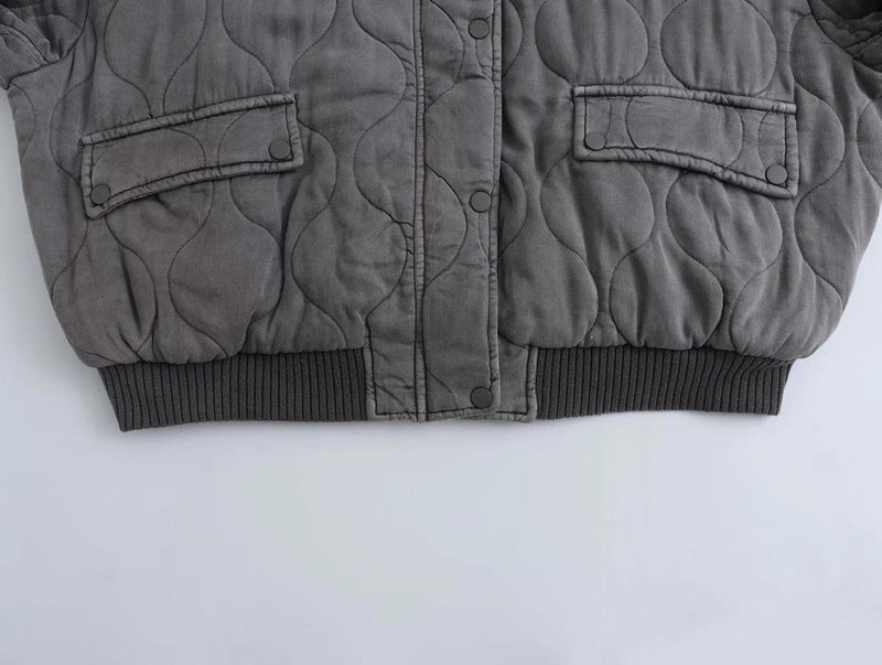 Women&#39;s Oversized Grey Bomber Jacket