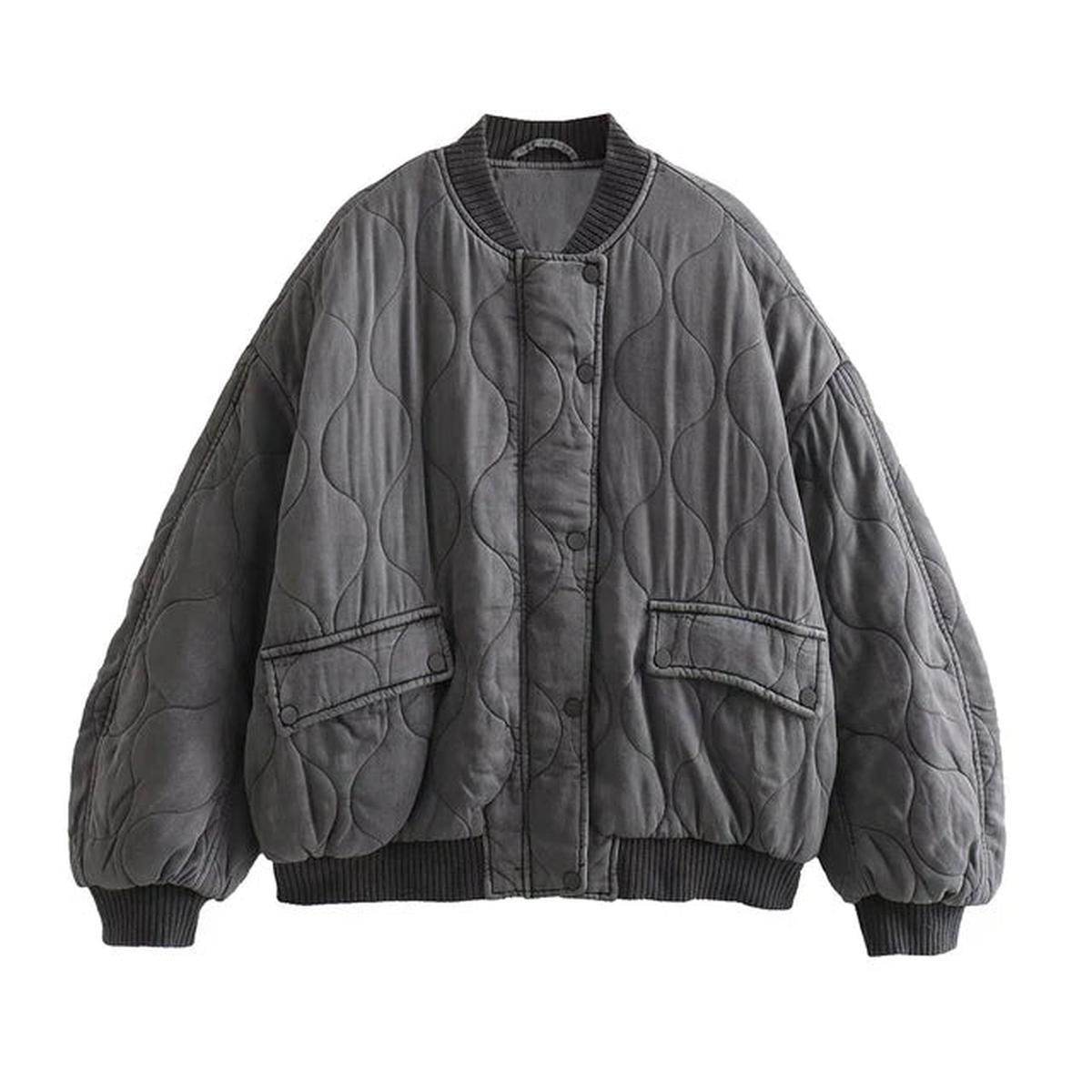 Women&#39;s Oversized Grey Bomber Jacket