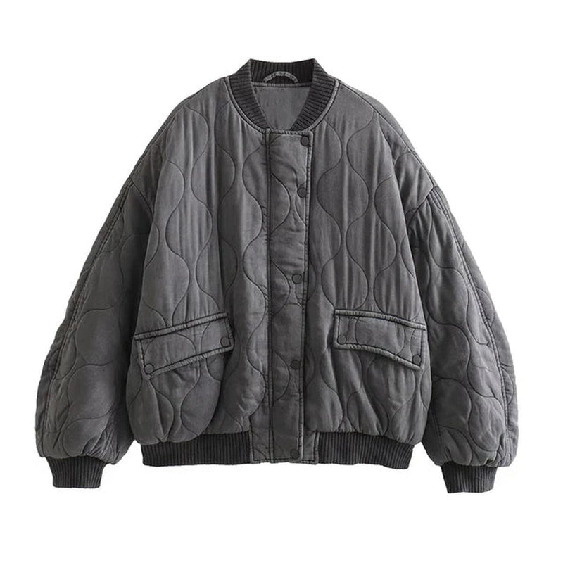 Women&#39;s Oversized Grey Bomber Jacket