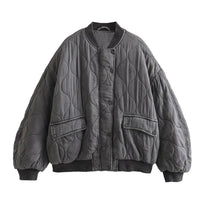 Women&#39;s Oversized Grey Bomber Jacket