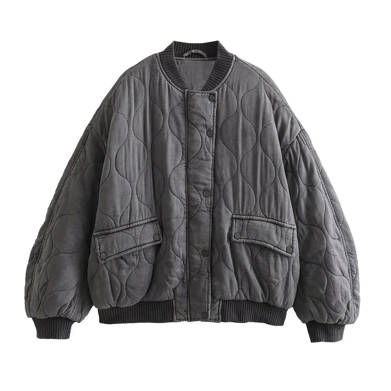 Women&#39;s Oversized Grey Bomber Jacket