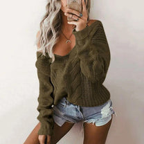 Women&#39;s Oversized Knit Sweater With Long Sleeves