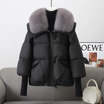 Women&#39;s Oversized Puffer Winter Coat With Fur Collar