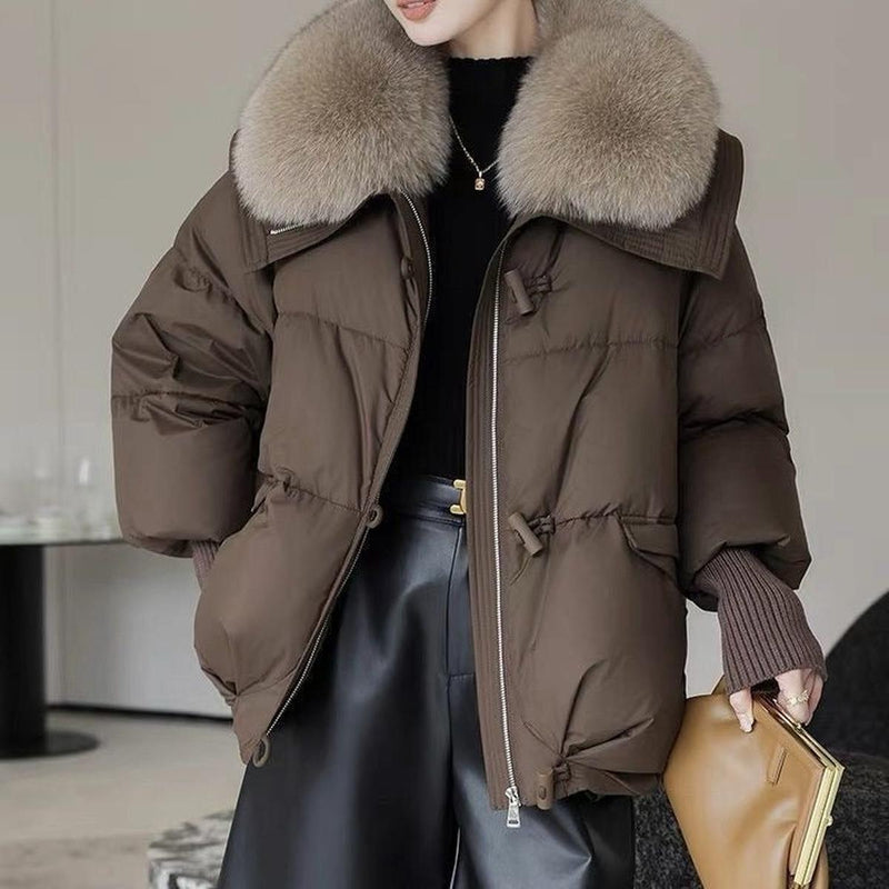 Women&#39;s Oversized Puffer Winter Coat With Fur Collar