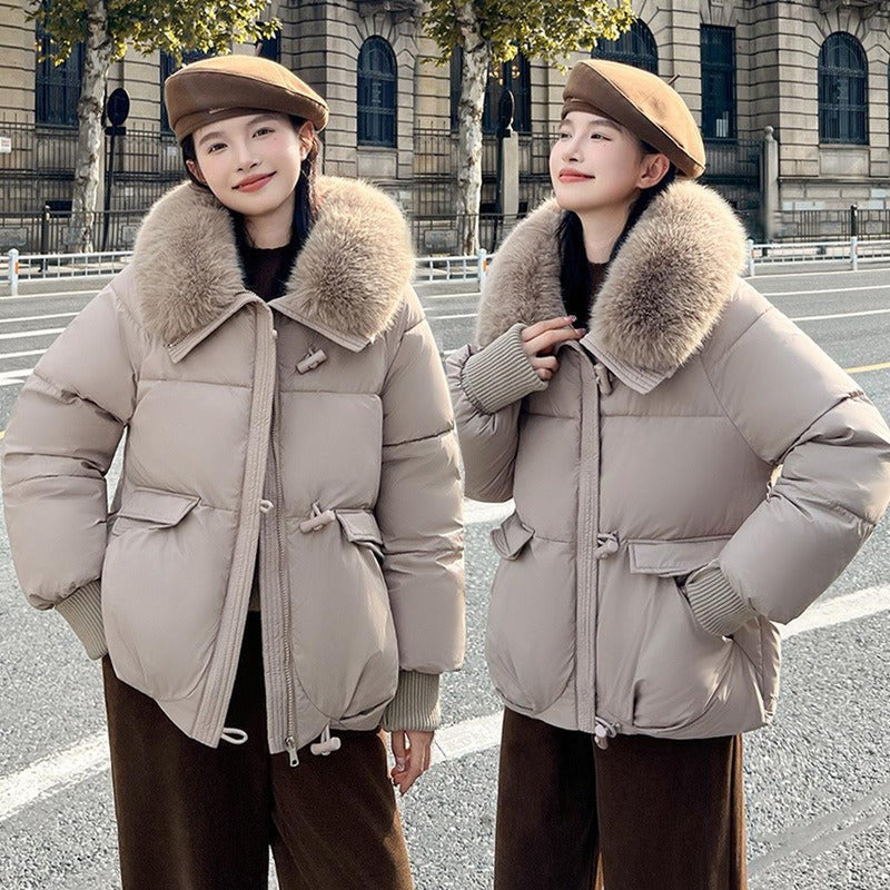 Women&#39;s Oversized Puffer Winter Coat With Fur Collar