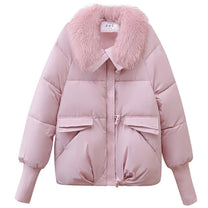 Women&#39;s Oversized Puffer Winter Coat With Fur Collar