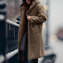 Women&#39;s Oversized Teddy Fleece Coat With Hood