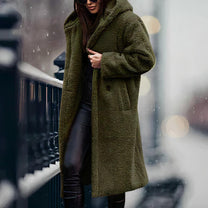Women&#39;s Oversized Teddy Fleece Coat With Hood