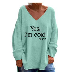 Women&#39;s Oversized V-Neck Pullover With Pattern For Autumn And Winter