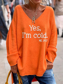 Women&#39;s Oversized V-Neck Pullover With Pattern For Autumn And Winter