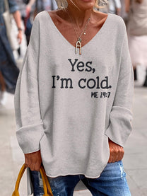 Women&#39;s Oversized V-Neck Pullover With Pattern For Autumn And Winter