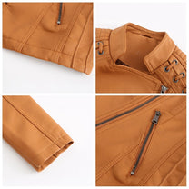 Women&#39;s PU Leather Motorcycle Jacket for Casual and Outdoor Wear