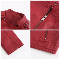 Women&#39;s PU Leather Motorcycle Jacket for Casual and Outdoor Wear