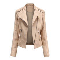 Women&#39;s PU Leather Motorcycle Jacket for Casual and Outdoor Wear