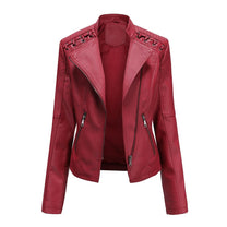 Women&#39;s PU Leather Motorcycle Jacket for Casual and Outdoor Wear