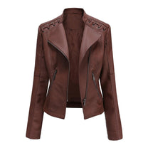 Women&#39;s PU Leather Motorcycle Jacket for Casual and Outdoor Wear