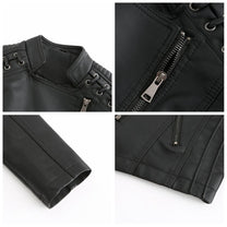 Women&#39;s PU Leather Motorcycle Jacket for Casual and Outdoor Wear