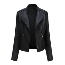 Women&#39;s PU Leather Motorcycle Jacket for Casual and Outdoor Wear