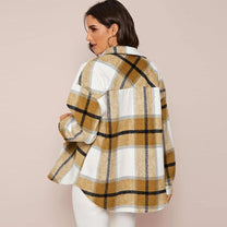 Women&#39;s Plaid Button-Up Jacket