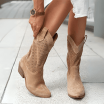Women&#39;s Premium Full-Grain Leather Mid-Calf Boots With Side Zipper
