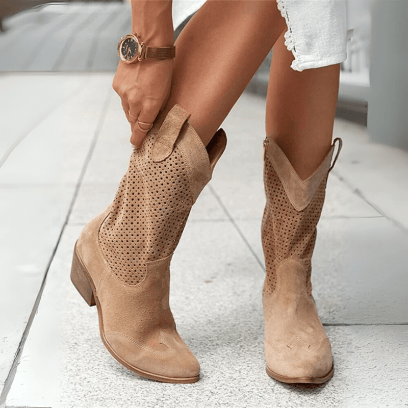 Women&#39;s Premium Full-Grain Leather Mid-Calf Boots With Side Zipper
